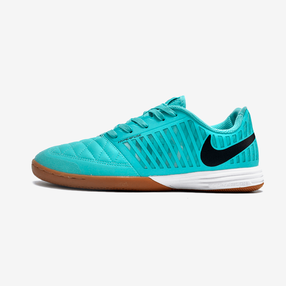 Chuteira Futsal Nike Lunar Gato IC - Azul e Preta com design em azul e preto para alto desempenho.