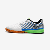 Chuteira Futsal Nike Lunar Gato IC Branca, Azul e Verde com design moderno e tecnologia Indoor Court.