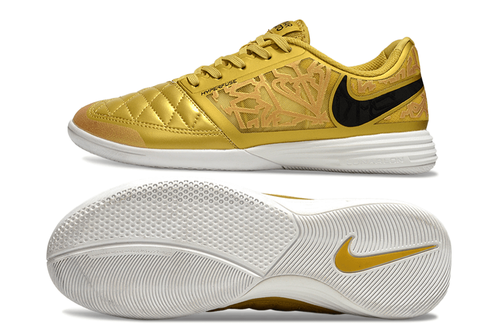 Chuteira Futsal Nike Lunar Gato IC - Dourada com design sofisticado e tecnologia avançada