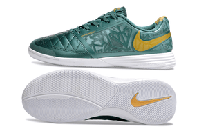 Chuteira Futsal Nike Lunar Gato IC - Turquesa e Dourada vista lateral e inferior