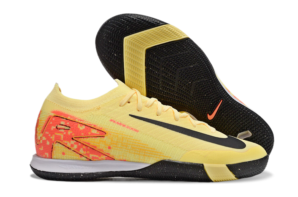 Chuteira Futsal Nike Mercurial Air Zoom Vapor 16 IC - Amarela, Laranja e Preta com design moderno e tecnologia Air Zoom