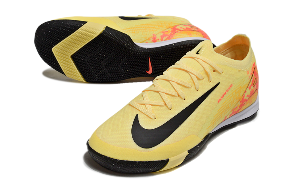 Chuteira Futsal Nike Mercurial Air Zoom Vapor 16 IC - Amarela, Laranja e Preta em destaque