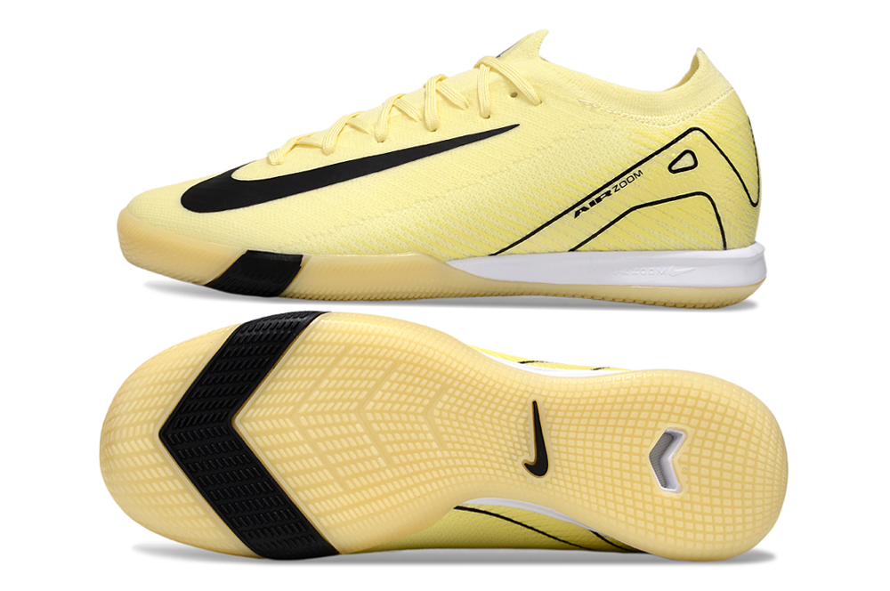 Chuteira Futsal Nike Mercurial Air Zoom Vapor 16 IC - Amarela e Preta com design destacado e sola inovadora.