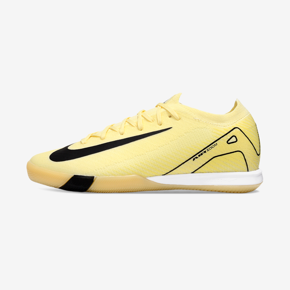 Chuteira Futsal Nike Mercurial Air Zoom Vapor 16 IC - Amarela e Preta em lado esquerdo
