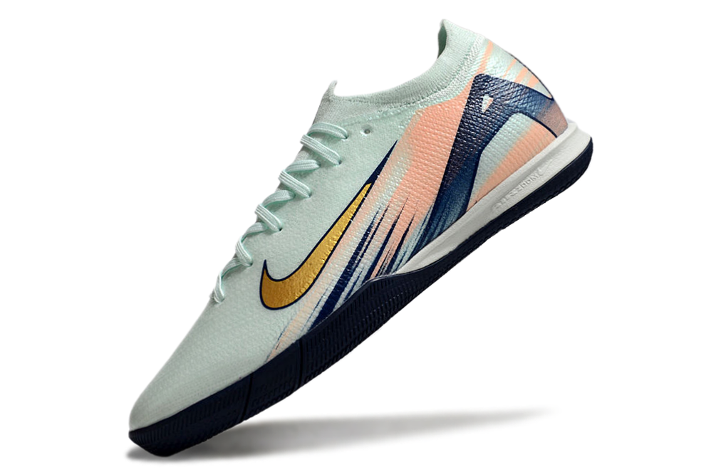 Chuteira Futsal Nike Mercurial Air Zoom Vapor 16 IC - Azul em destaque, com design aerodinâmico e cores vibrantes.