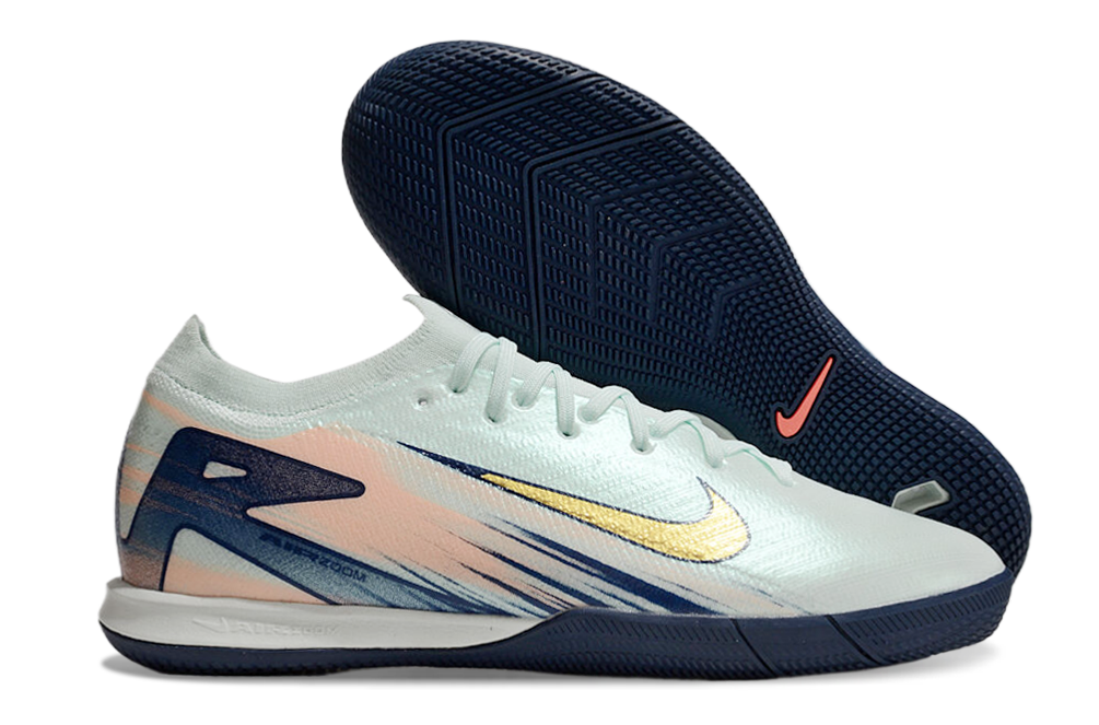 Chuteira Futsal Nike Mercurial Air Zoom Vapor 16 IC - Azul com design aerodinâmico e sola de borracha.