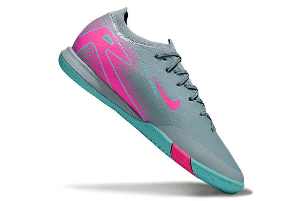 Chuteira Futsal Nike Mercurial Air Zoom Vapor 16 IC - Azul e Rosa em destaque, ideal para performance em quadra.