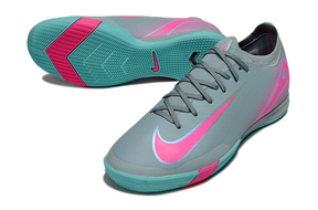 Chuteira Futsal Nike Mercurial Air Zoom Vapor 16 IC - Azul e Rosa em detalhe com design moderno.