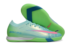 Chuteira Futsal Nike Mercurial Air Zoom Vapor 16 IC - Azul e Verde lado e sola