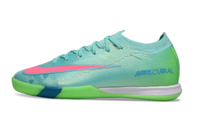Chuteira Futsal Nike Mercurial Air Zoom Vapor 16 IC - Azul e Verde lateral com design vibrante e sola IC
