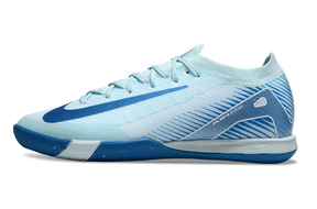 Chuteira Futsal Nike Mercurial Air Zoom Vapor 16 IC - Azul vista lateral com design aerodinâmico em azul vibrante.