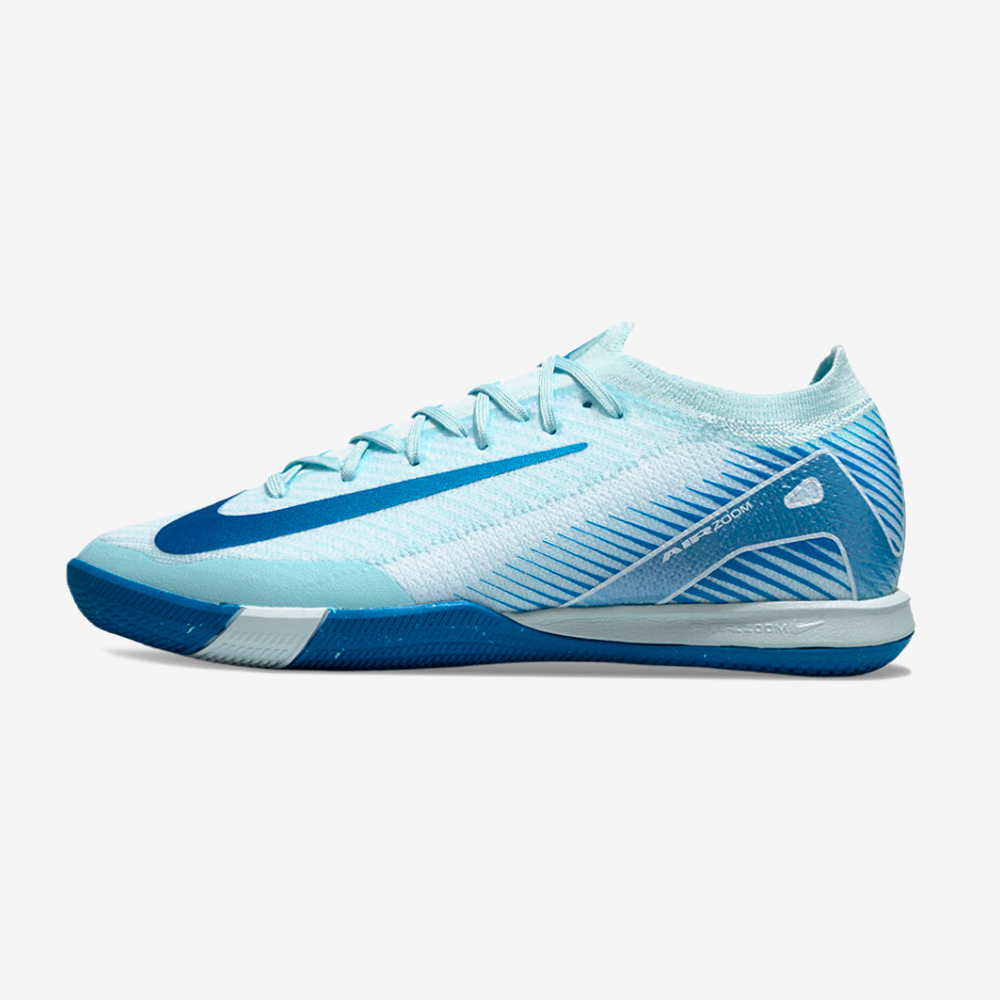 Chuteira Futsal Nike Mercurial Air Zoom Vapor 16 IC - Azul lateral em azul vibrante para velocidade e controle.