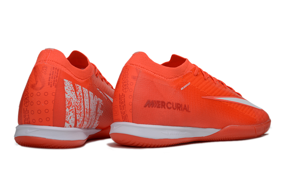 Chuteira Futsal Nike Mercurial Air Zoom Vapor 16 IC - Laranja e Branca traseira em destaque