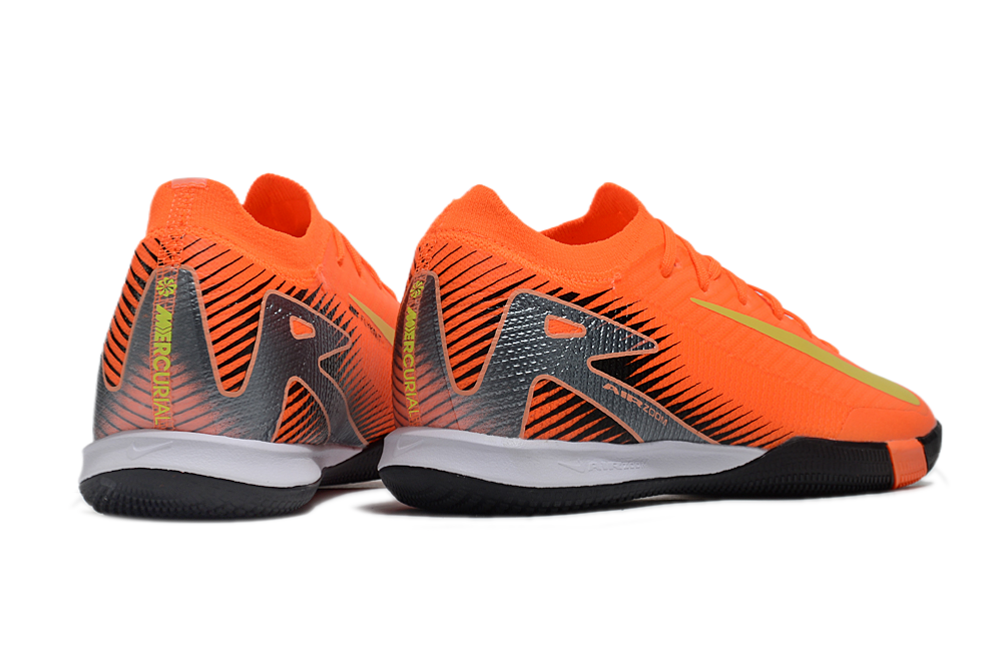 Chuteira Futsal Nike Mercurial Air Zoom Vapor 16 IC - Laranja, Preta e Verde, design inovador e tecnologia Air Zoom.
