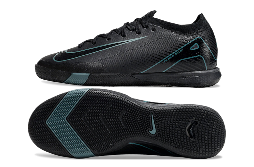 Chuteira Futsal Nike Mercurial Air Zoom Vapor 16 IC - Preta, design elegante e sola IC para máxima aderência.