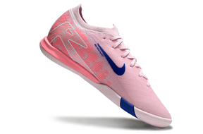 Chuteira Futsal Nike Mercurial Air Zoom Vapor 16 IC - Rosa e Azul em destaque, ideal para performance em pisos internos.