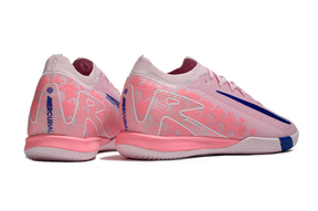 Chuteira Futsal Nike Mercurial Air Zoom Vapor 16 IC - Rosa e Azul, detalhe traseiro em rosa e azul.