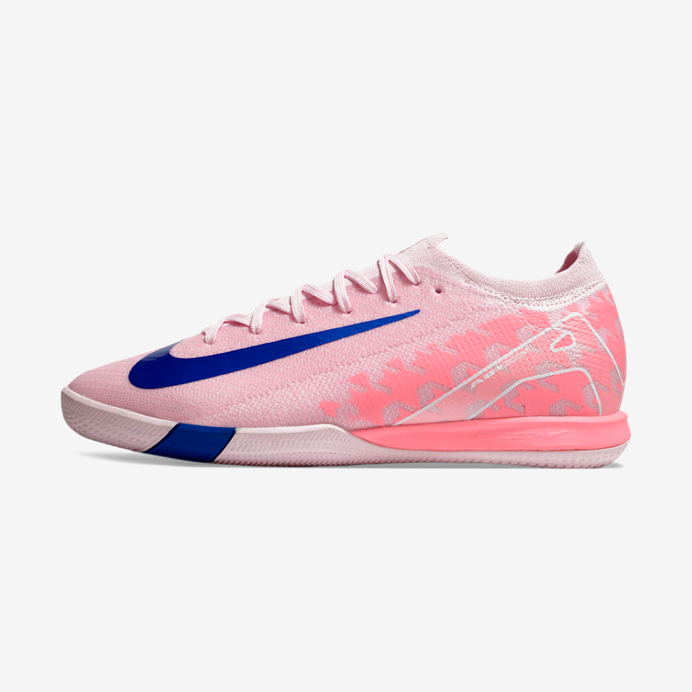 Chuteira Futsal Nike Mercurial Air Zoom Vapor 16 IC - Rosa e Azul, com design leve e tecnologia Air Zoom.