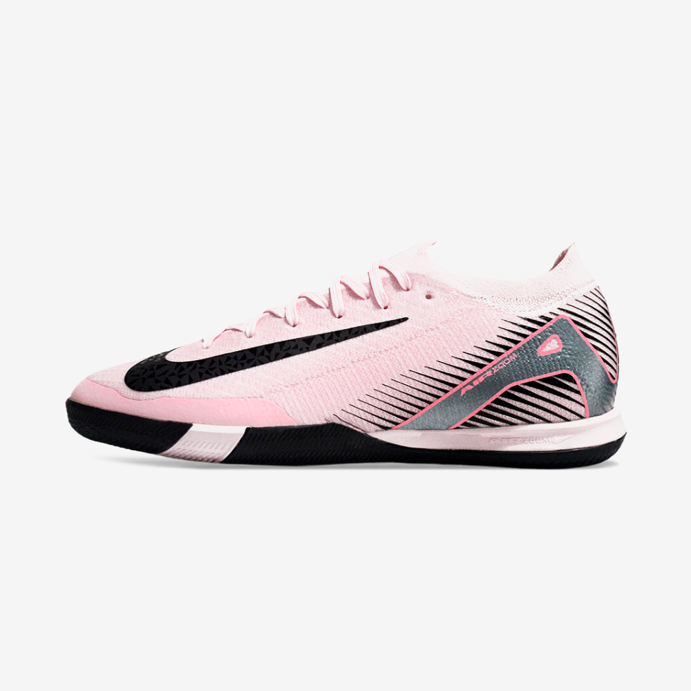 Chuteira Futsal Nike Mercurial Air Zoom Vapor 16 IC - Rosa e Preta com design otimizado para velocidade e controle.