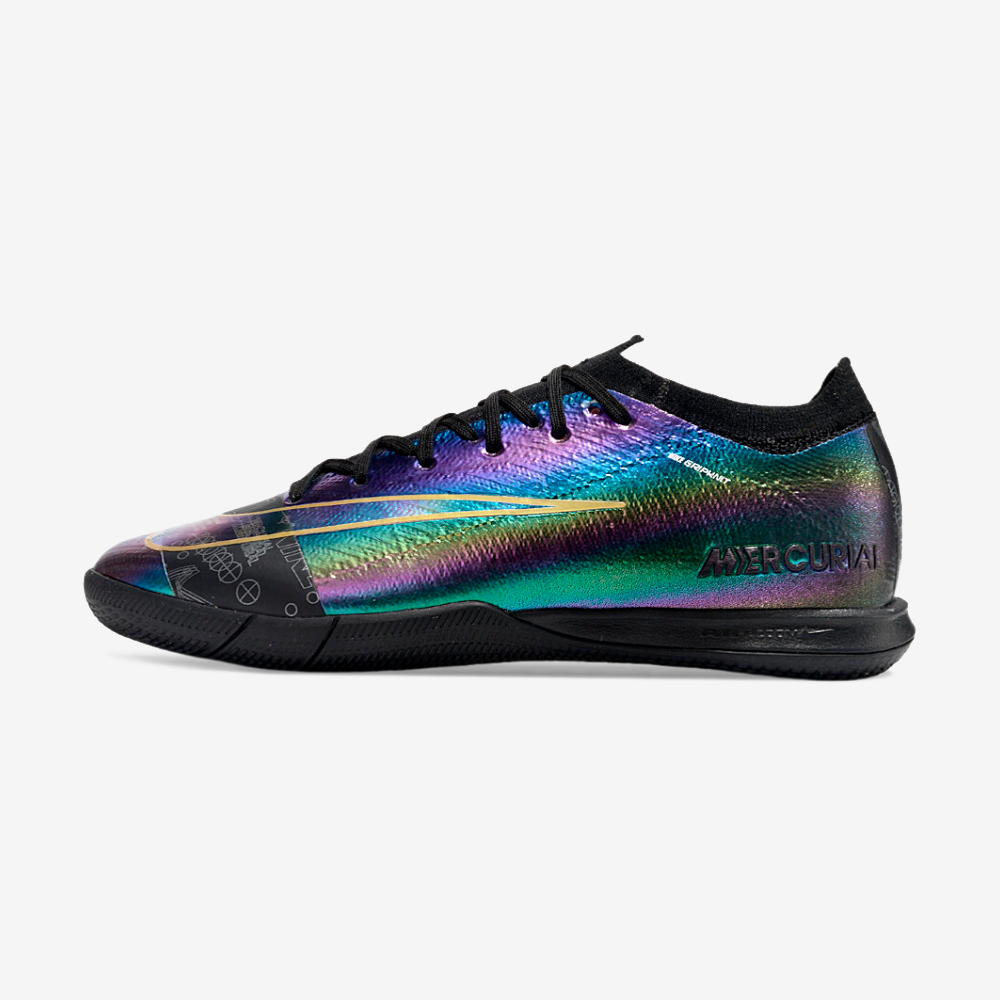 Chuteira Futsal Nike Mercurial Air Zoom Vapor 16 IC em tons iridescentes, ideal para controle e velocidade em jogos.