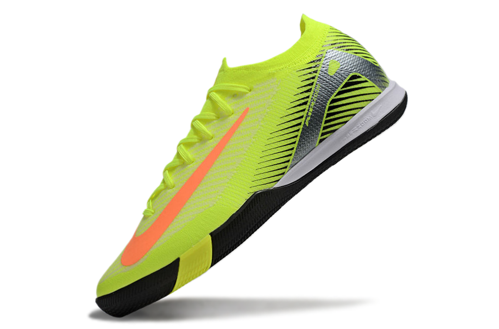 Chuteira Futsal Nike Mercurial Air Zoom Vapor 16 IC - Verde e Laranja em destaque com design vibrante.