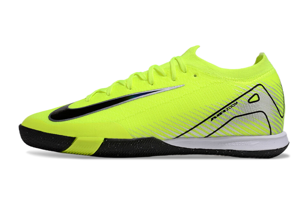 Chuteira Futsal Nike Mercurial Air Zoom Vapor 16 IC - Verde e Preta com design vibrante e tecnologia Air Zoom para alta performance.