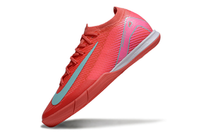 Chuteira Futsal Nike Mercurial Air Zoom Vapor 16 IC - Vermelha e Azul em destaque com design aerodinâmico.