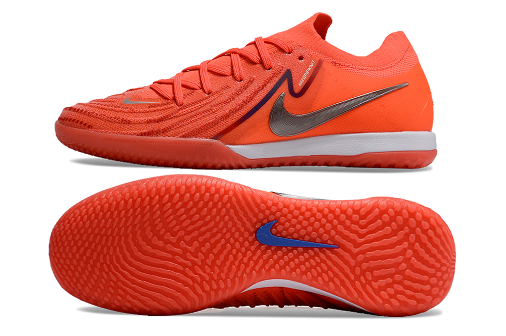 Chuteira Futsal Nike Phantom GX II IC - Laranja "Halaand" vista lateral e solado