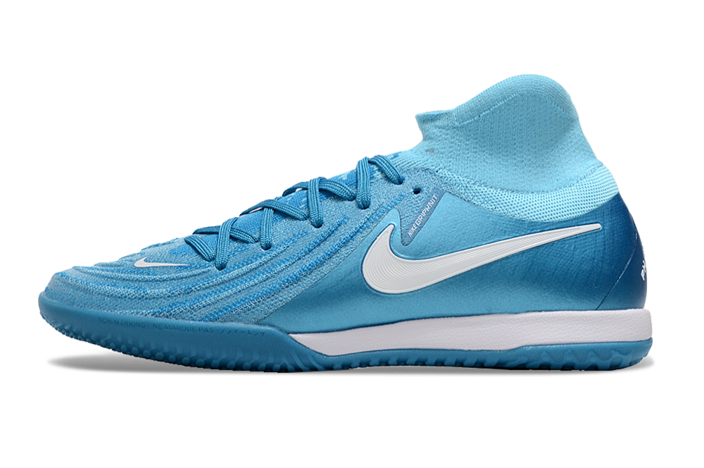 Chuteira Futsal Nike Phantom Luna IC - Azul "Mad ambition Pack" com design inovador e tecnologia de controle.