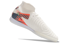 Chuteira Futsal Nike Phantom Luna IC - Branca, Cinza e Laranja "Barna Pack" com design inovador