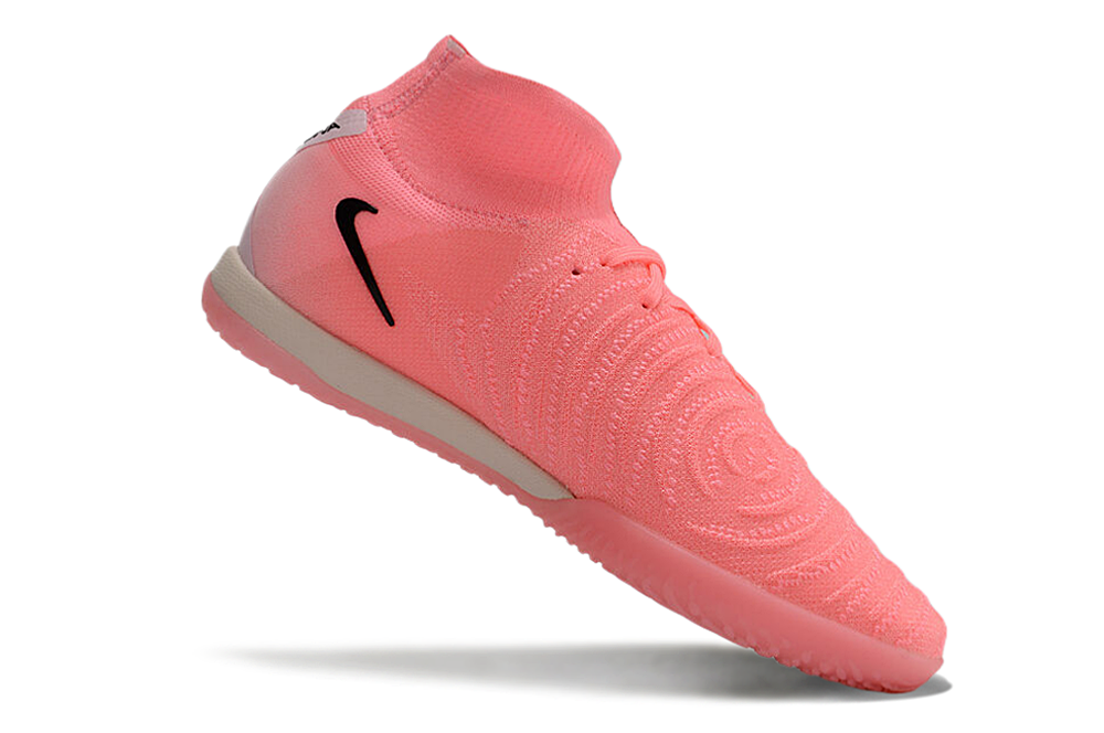 Chuteira Futsal Nike Phantom Luna IC - Rosa e Preta "Brilliance Pack" vista lateral com design inovador e sola IC.