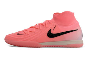 Chuteira Futsal Nike Phantom Luna IC - Rosa e Preta "Brilliance Pack" vista lateral, ideal para quadras internas.