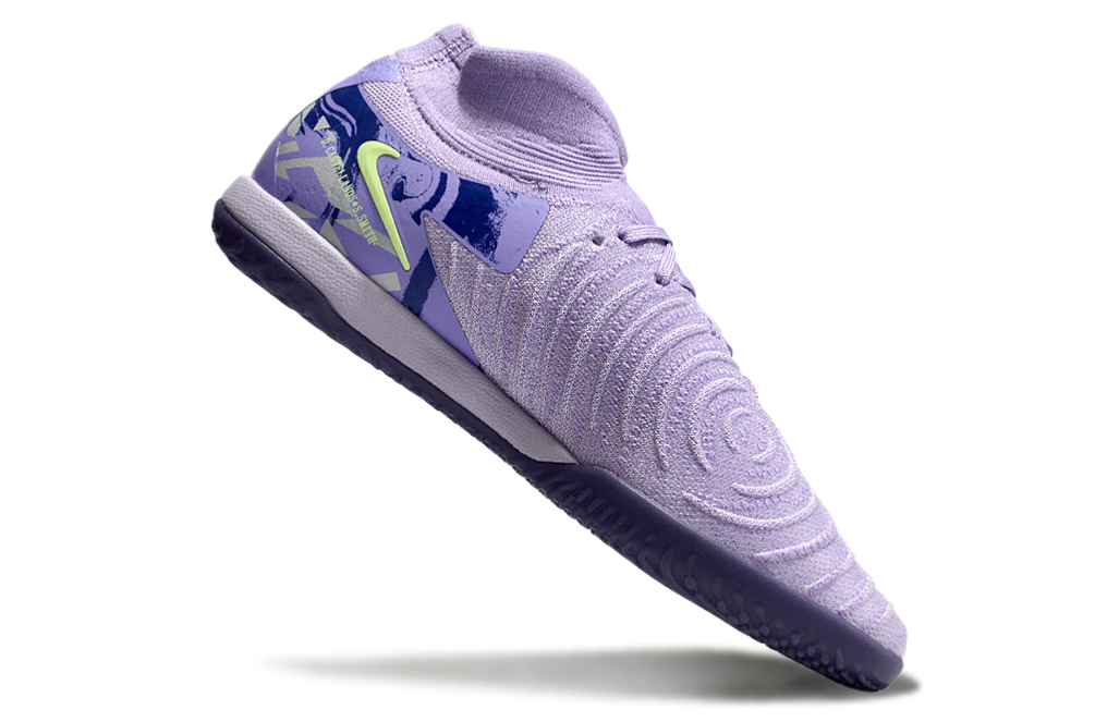 Chuteira Futsal Nike Phantom Luna IC Roxa e Verde - United Pack, design roxo e verde, ideal para desempenho em quadra.