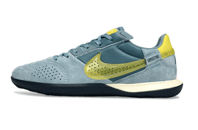 Chuteira Futsal Nike Street Gato IC - Azul e Dourada lateral em azul e dourado para futebol de salão.