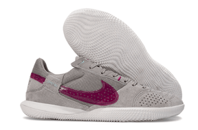 Chuteira Futsal Nike Street Gato IC - Cinza e Vinho, calçado ideal para controle e desempenho em quadras internas.