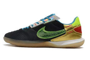 Chuteira Futsal Nike Street Gato IC Preta e Verde com design moderno e tecnologia avançada para futsal