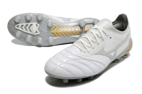Chuteira Mizuno Morelia Neo 3 FG Grey com design clássico e tecnologia avançada para desempenho em campo.