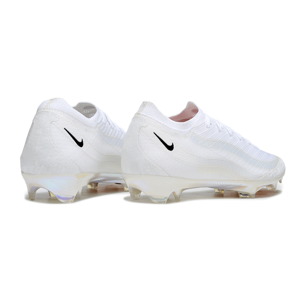 Chuteira Nike Air Zoom Mercurial FG Airmax 95 Branca, vista traseira, design branco elegante com logo Nike preto.