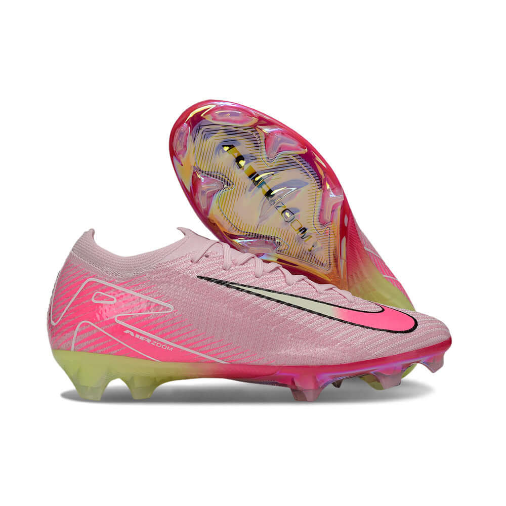 Chuteira Nike Air Zoom Mercurial FG Vapor 16 Rosa em destaque, com design rosa e cores vibrantes.