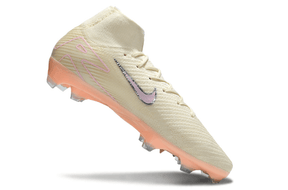Chuteira Nike Air Zoom Mercurial Superfly 10 Edição Especial Elite FG - Branca e Salmão em ângulo lateral