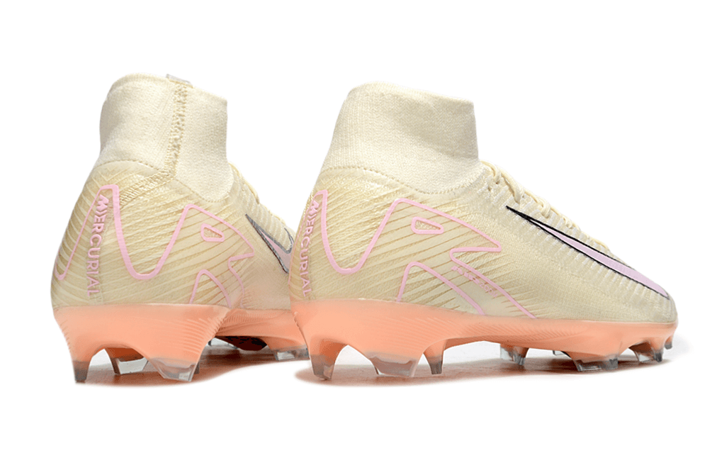 Chuteira Nike Air Zoom Mercurial Superfly 10 Edição Especial Elite FG - Branca e Salmão - traseira
