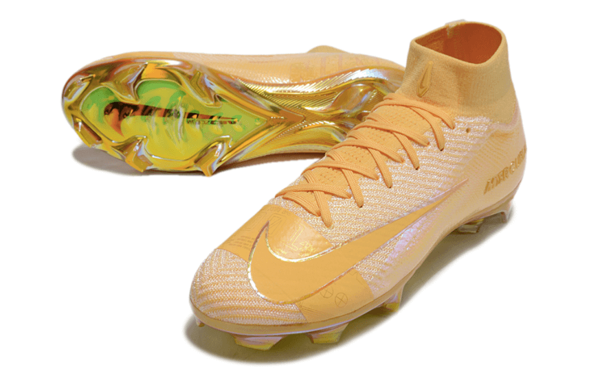 Chuteira Nike Air Zoom Mercurial Superfly 10 Elite FG Amarela com design aerodinâmico e tecnologia de amortecimento.