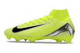 Chuteira Nike Air Zoom Mercurial Superfly 10 Elite FG em amarelo vibrante, ideal para futebol em campos naturais.