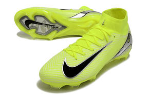 Chuteira Nike Air Zoom Mercurial Superfly 10 Elite FG em amarelo e preto, ideal para controle e velocidade no futebol.