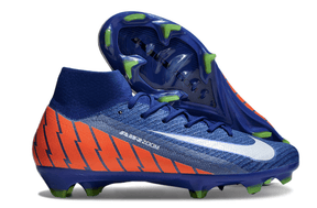 Chuteira Nike Air Zoom Mercurial Superfly 10 Elite FG Azul e Laranja vista lateral e superior