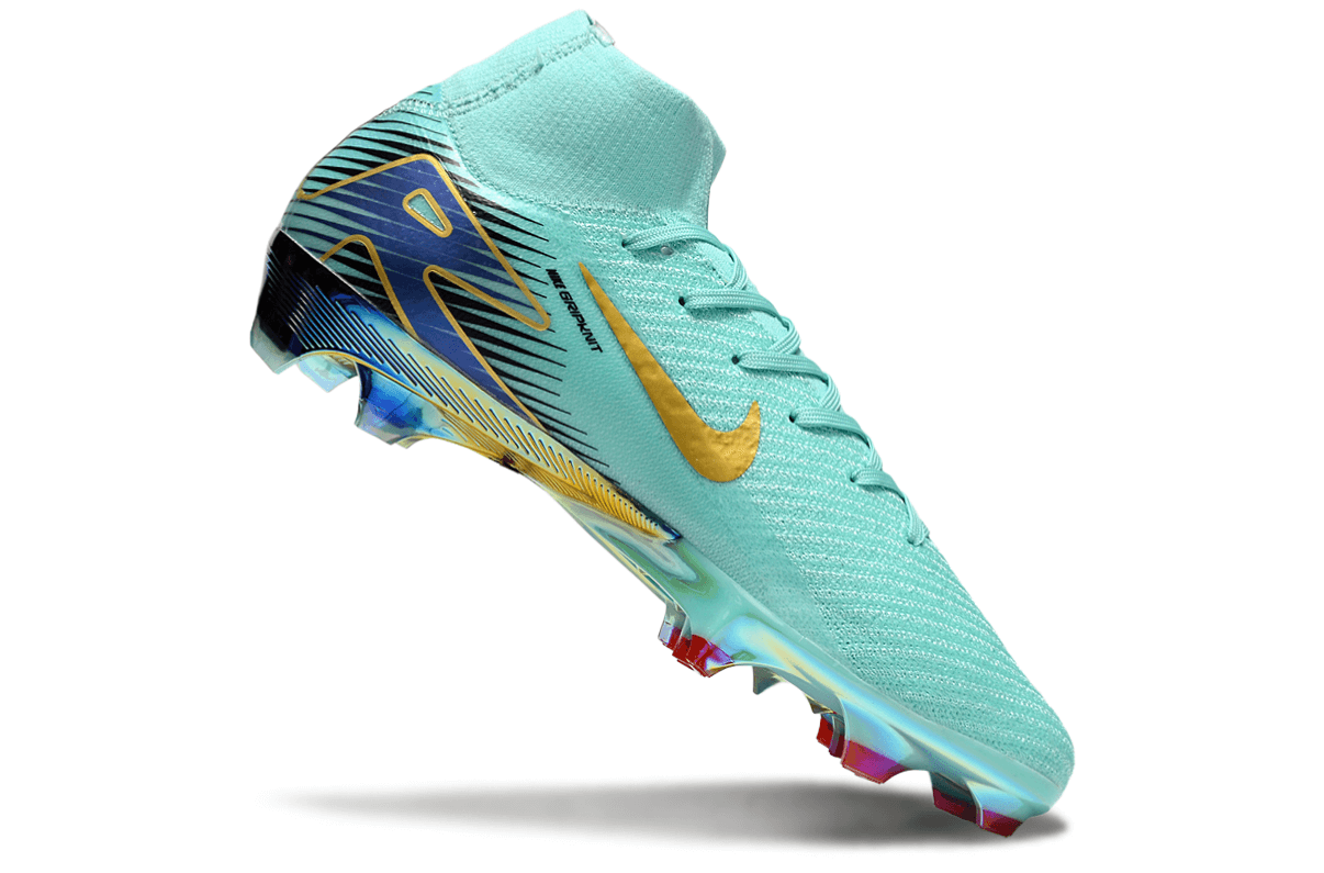 Chuteira Nike Air Zoom Mercurial Superfly 10 Elite FG - Azul em destaque com design moderno e tecnologia avançada.