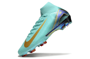 Chuteira Nike Air Zoom Mercurial Superfly 10 Elite FG - Azul em destaque, com design inovador e cores vibrantes.