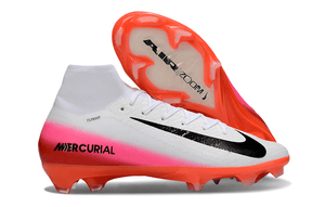 Chuteira Nike Air Zoom Mercurial Superfly 10 Elite FG - Branca, Rosa e Laranja - Pack Fear Nothing em destaque.
