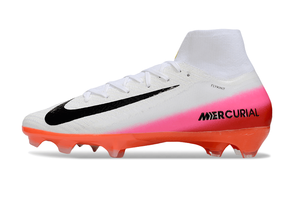 Chuteira Nike Air Zoom Mercurial Superfly 10 Elite FG - Branca, Rosa e Laranja - Pack Fear Nothing lateral