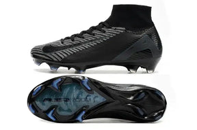 Chuteira Nike Air Zoom Mercurial Superfly 10 Elite FG com design em preto e detalhes modernos.